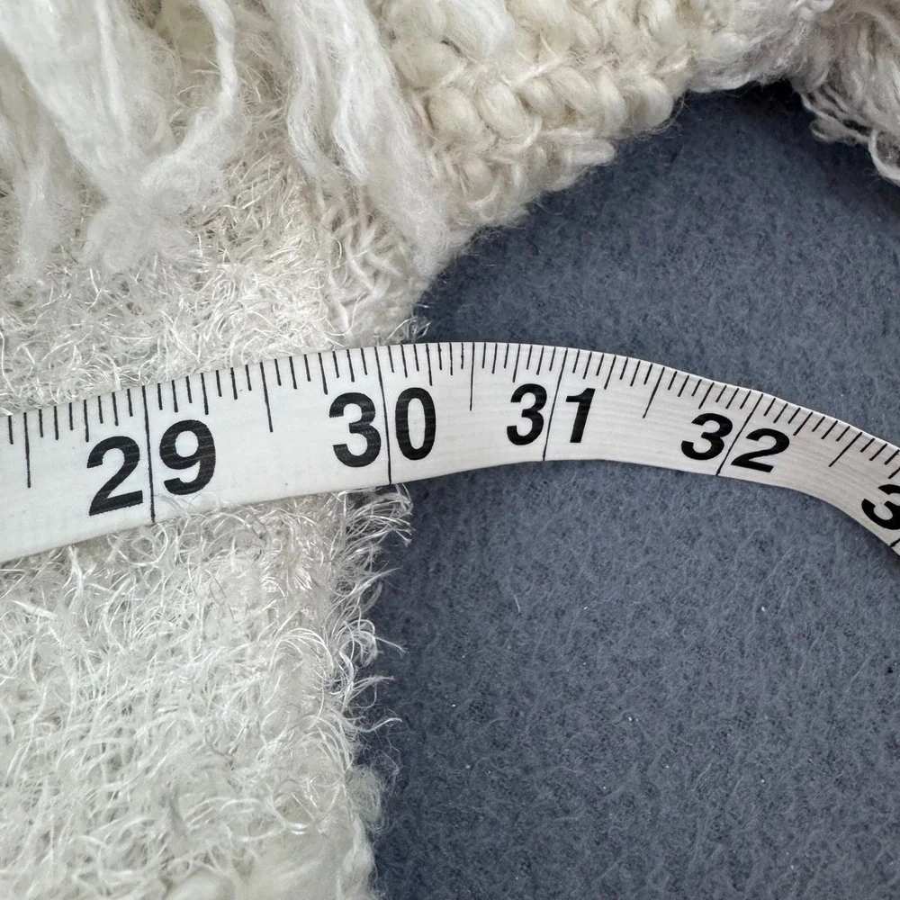 World Market Cardigan Wrap Womens One Size Cream Striped Fringe Shaggy Boho